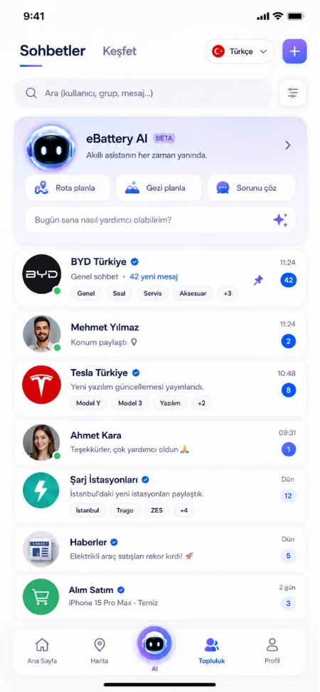 eBattery Topluluk ekranı